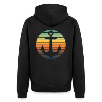 Ancre rétro style mer capitaine cadeau - Veste à capuche bio Premium Unisexe - noir - Dos - Nico (187cm)