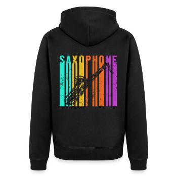 Saxophone Sax Band Musique Jazz Musical Concert Cadeau - Veste à capuche bio Premium Unisexe - noir - Dos - Nico (187cm)