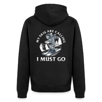 My Skis Are Calling Skier Skeleton Winter Sports - Unisex Premium Organic Zip Hoodie - black - Back - Nico (187cm)