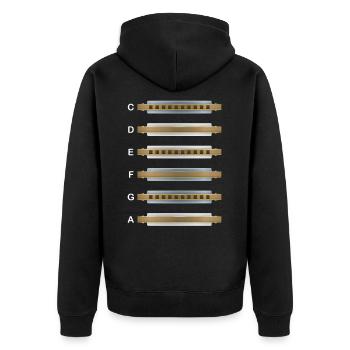 Harmonica Instrument Musique Sound Blues Bass Cadeau - Veste à capuche bio Premium Unisexe - noir - Dos - Nico (187cm)