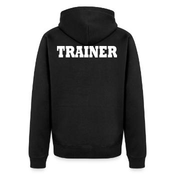 Trainer - Unisex Premium Bio Zip Hoodie - Schwarz - Hinten - Nico (187cm)
