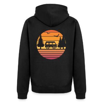 Camper Camping Campen Geschenk Camperin - Unisex Premium Bio Zip Hoodie - Schwarz - Hinten - Nico (187cm)