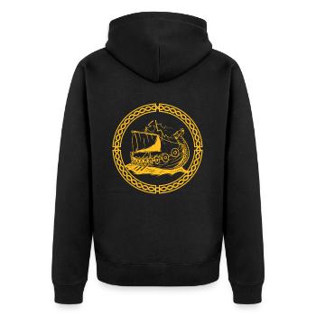 Viking Ship Warrior Valhalla Norse Mythology Gift - Veste à capuche bio Premium Unisexe - noir - Dos - Nico (187cm)