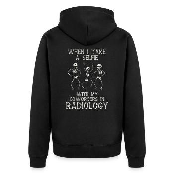 Lustige Rad Tech Geschenke Selfie in Radiologie Radio - Unisex Premium Bio Zip Hoodie - Schwarz - Hinten - Nico (187cm)