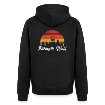 Baum Bäume Hirsch Thüringer Wald Geschenk Natur - Unisex Premium Bio Zip Hoodie - Schwarz - Hinten - Nico (187cm)