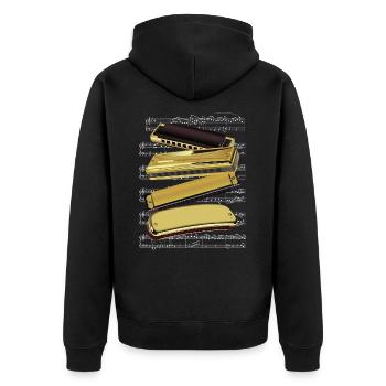 Harmonica Notes Musique Son Acoustique Blues Cadeau - Veste à capuche bio Premium Unisexe - noir - Dos - Nico (187cm)