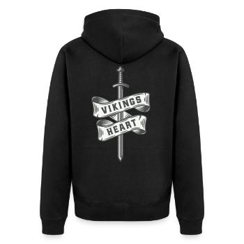 Viking Heart Axe Schwert Nordische Mythologie Valhalla - Unisex Premium Bio Zip Hoodie - Schwarz - Hinten - Nico (187cm)