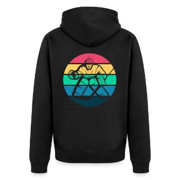 Eishockey - Unisex Premium Bio Zip Hoodie - Schwarz - Hinten - Nico (187cm)