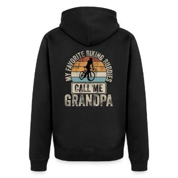 Cycling Fixie Vintage Cyclist oPa - Unisex Premium Organic Zip Hoodie - black - Back - Nico (187cm)