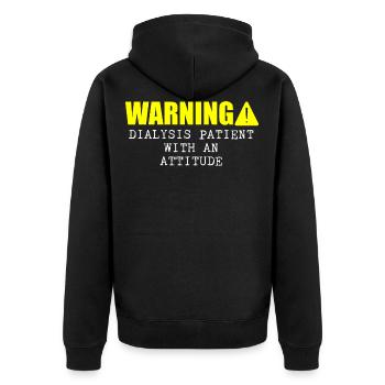 Warning Dialysis Patient With An Attitude 3 - Unisex Premium Bio Zip Hoodie - Schwarz - Hinten - Nico (187cm)
