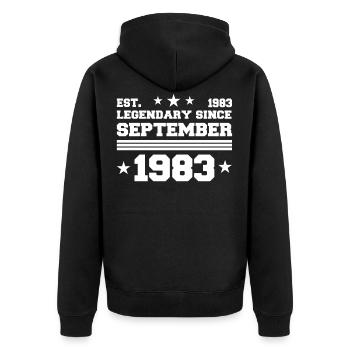 38e anniversaire cadeau septembre 1983 - Veste à capuche bio Premium Unisexe - noir - Dos - Nico (187cm)