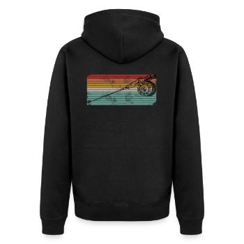 Retro Fliegenfischer Fliegenfischen - Unisex Premium Bio Zip Hoodie - Schwarz - Hinten - Nico (187cm)