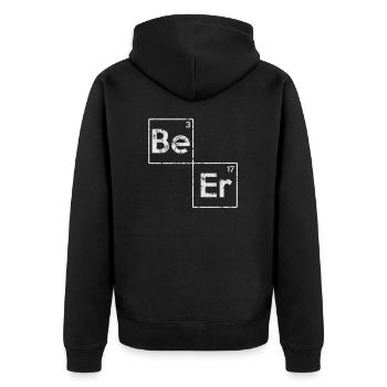 Bier Chemie - Unisex Premium Bio Zip Hoodie - Schwarz - Hinten - Nico (187cm)