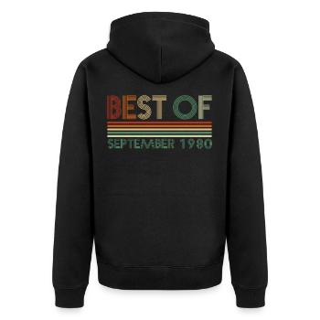 41st birthday gift September 1980 - Unisex Premium Organic Zip Hoodie - black - Back - Nico (187cm)
