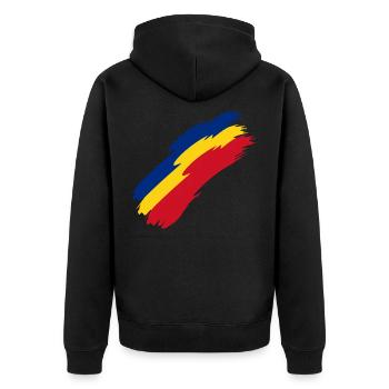 Romania Flag Colors - Unisex Premium Organic Zip Hoodie - black - Back - Nico (187cm)