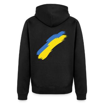 Ukraine - Unisex Premium Bio Zip Hoodie - Schwarz - Hinten - Nico (187cm)