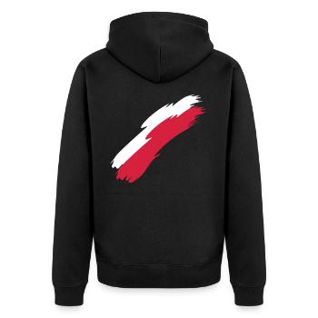Poland - Unisex Premium Organic Zip Hoodie - black - Back - Nico (187cm)