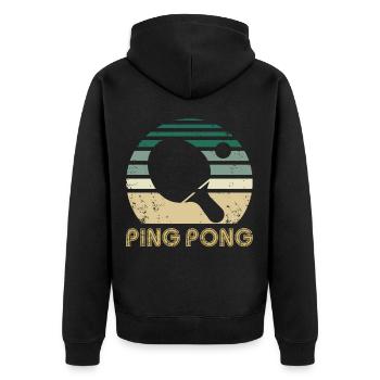 Vintage Tischtennis Tischtennis Tennisschläger Geschenk - Unisex Premium Bio Zip Hoodie - Schwarz - Hinten - Nico (187cm)