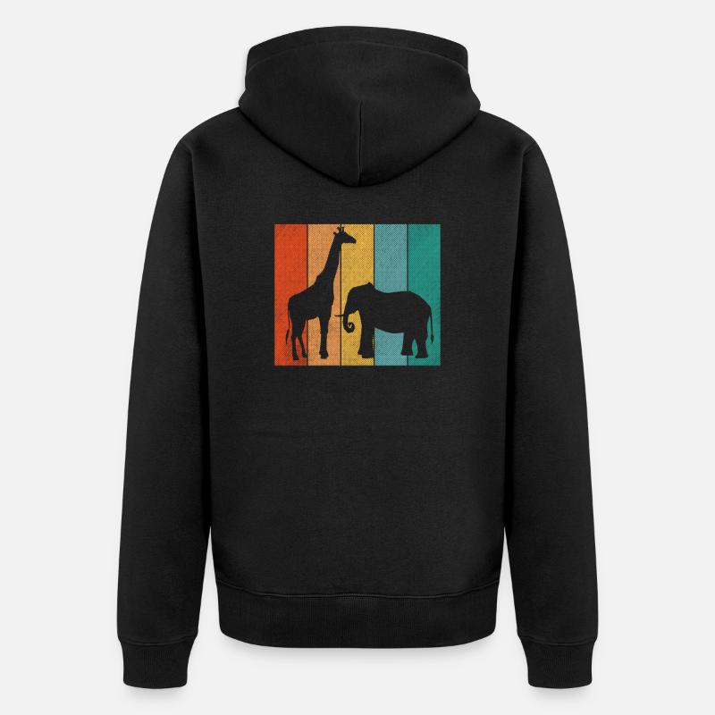Girafe Éléphant Afrique - Veste à capuche bio Premium Unisexe - noir