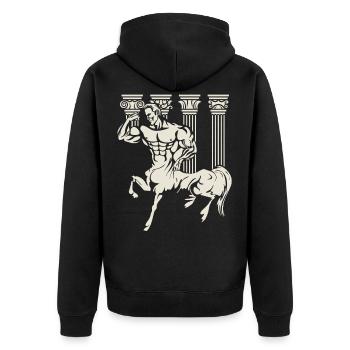 Centaur Lifts Weights, Fitness Workout In Gym - Unisex Premium Organic Zip Hoodie - black - Back - Nico (187cm)