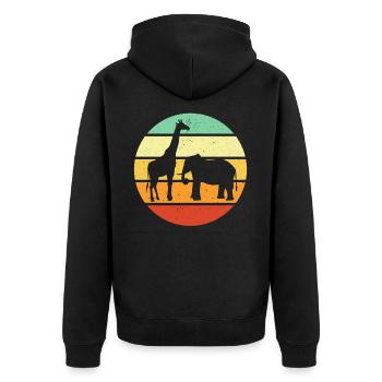 Zoo Besucher Tierfan Geschenk Zoo Giraffe Elefant - Unisex Premium Bio Zip Hoodie - Schwarz - Hinten - Nico (187cm)
