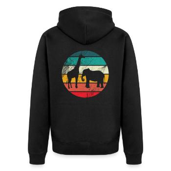 Vintage Retro Afrika Reise Safari Africa Geschenk - Unisex Premium Bio Zip Hoodie - Schwarz - Hinten - Nico (187cm)