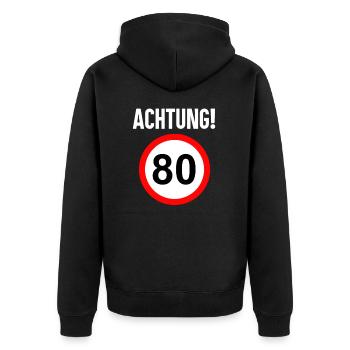 80. Geburtstag 80 Jahre 80er Geschenk Männer - Unisex Premium Bio Zip Hoodie - Schwarz - Hinten - Nico (187cm)