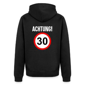 30 Geburtstag - 30 Jahre - Dreißig Geschenk - Unisex Premium Bio Zip Hoodie - Schwarz - Hinten - Nico (187cm)