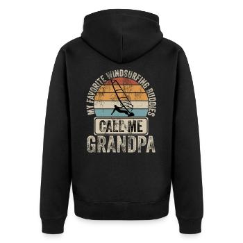 Windurfing Opa Windurfer Windsurf Surfen - Unisex Premium Bio Zip Hoodie - Schwarz - Hinten - Nico (187cm)
