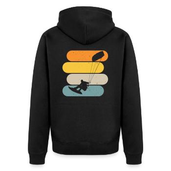 Kitesurfer Kitesurfen Kiteboarder - Unisex Premium Bio Zip Hoodie - Schwarz - Hinten - Nico (187cm)
