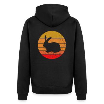 Hase Retro Vintage Hasen Rabbit - Unisex Premium Bio Zip Hoodie - Schwarz - Hinten - Nico (187cm)