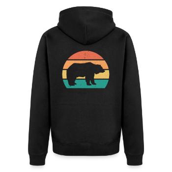 Bear Retro Bears Vintage - Unisex Premium Organic Zip Hoodie - black - Back - Nico (187cm)