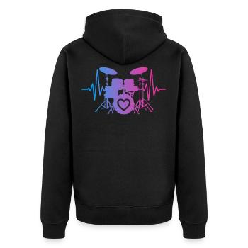 Battement cardiaque batteur Puls Drummer - Veste à capuche bio Premium Unisexe - noir - Dos - Nico (187cm)