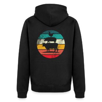 Kuh Schwein Huhn Turm Bauern Bauernhof Geschenk - Unisex Premium Bio Zip Hoodie - Schwarz - Hinten - Nico (187cm)