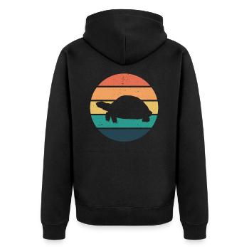 Tortue Vintage Rétro - Veste à capuche bio Premium Unisexe - noir - Dos - Nico (187cm)