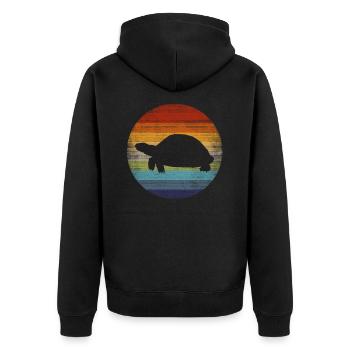 Turtle Animal Retro Gift - Unisex Premium Organic Zip Hoodie - black - Back - Nico (187cm)