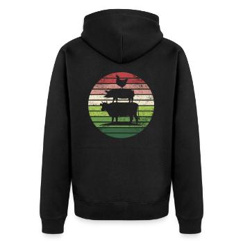 Farm Animals Cow Beef Pig Chicken Rooster Farmer - Unisex Premium Organic Zip Hoodie - black - Back - Nico (187cm)