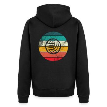 Beach Volleyball Volleyballer - Retro Volleyball - Unisex Premium Bio Zip Hoodie - Schwarz - Hinten - Nico (187cm)