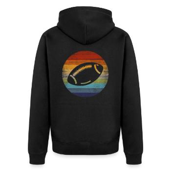 Football Vintage Sunset - Unisex Premium Bio Zip Hoodie - Schwarz - Hinten - Nico (187cm)