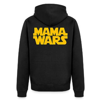 Mama Wars Mami Wars Mommy Wars - Unisex Premium Organic Zip Hoodie - black - Back - Nico (187cm)
