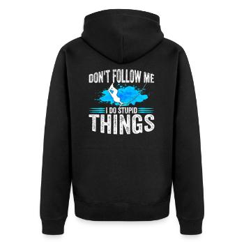 Lustiger Wakeboard Spruch Wakeboarder - Unisex Premium Bio Zip Hoodie - Schwarz - Hinten - Nico (187cm)