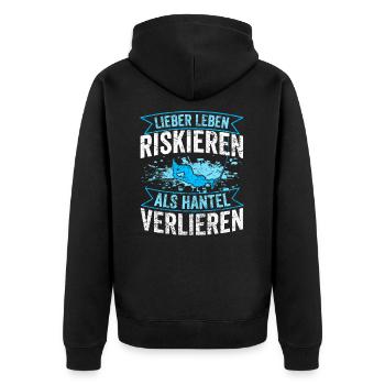 Lustiger Wakeboard Spruch Wakeboarder Wakeboarden - Unisex Premium Bio Zip Hoodie - Schwarz - Hinten - Nico (187cm)