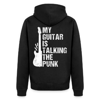 Ma guitare parle punk - Veste à capuche bio Premium Unisexe - noir - Dos - Nico (187cm)