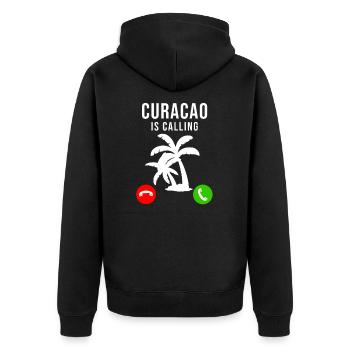 Curacao - Unisex Premium Bio Zip Hoodie - Schwarz - Hinten - Nico (187cm)