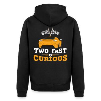 Deux Rapides 2 Curieux - 2 ans d’anniversaire - Veste à capuche bio Premium Unisexe - noir - Dos - Nico (187cm)