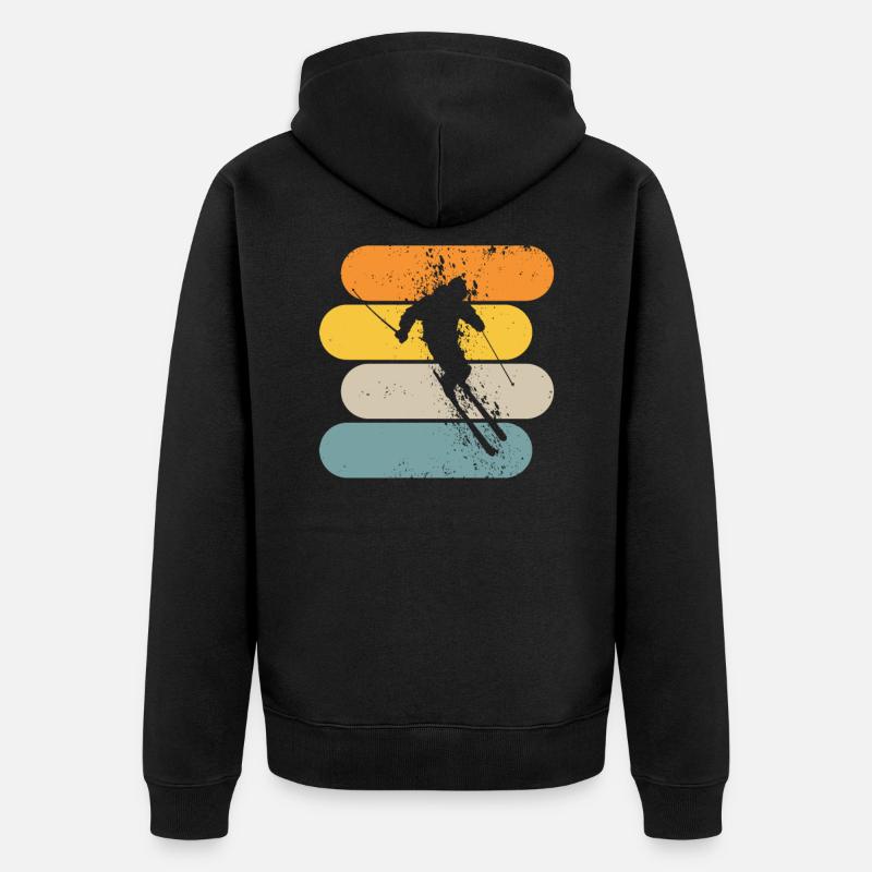 Skifahrer - Unisex Premium Bio Zip Hoodie - Schwarz