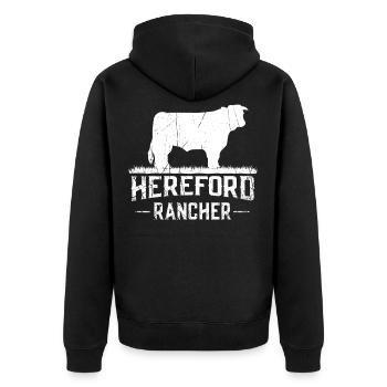 Hereford Rancher Hereford Cow - Unisex Premium Organic Zip Hoodie - black - Back - Nico (187cm)