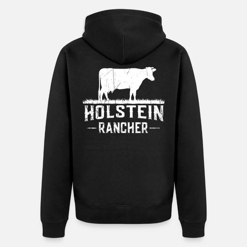 Holstein Rancher Vache Holstein - Veste à capuche bio Premium Unisexe - noir