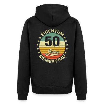 50 Hochzeitstag Goldene Hochzeit Ehemann Geschenk - Unisex Premium Bio Zip Hoodie - Schwarz - Hinten - Nico (187cm)