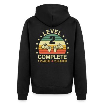 Niveau 2 Complet Gamer 2 Anniversaire - Veste à capuche bio Premium Unisexe - noir - Dos - Nico (187cm)